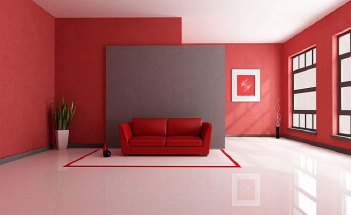 Red colour drawing room